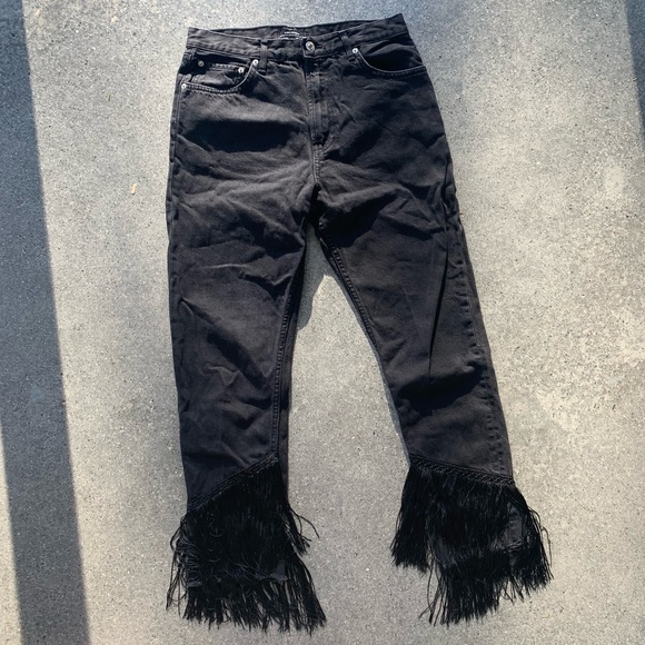 FRINGE CUFF BOYFRIEND FIT DENIM - Picture 1 of 5